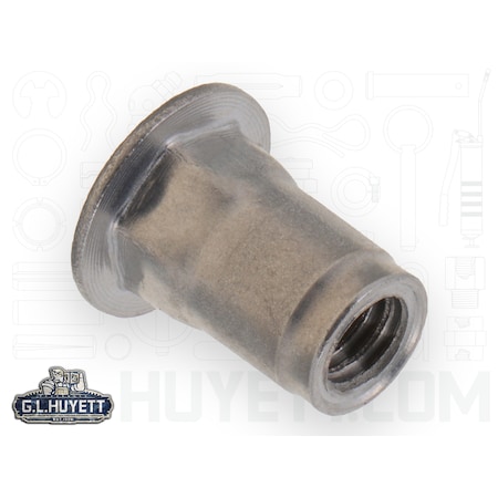 Avk Rivet Nut, #8-32 Thread Size, 3/8 in Flange Dia., .385 in L, Stainless Steel BTI-AHC1-832-80/B